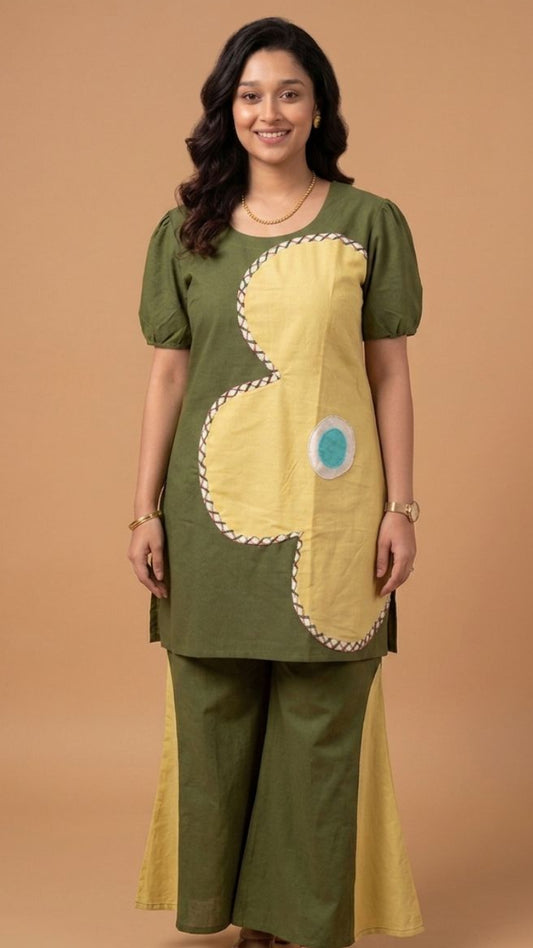 Olive Blossom Comfort Tunic Set
