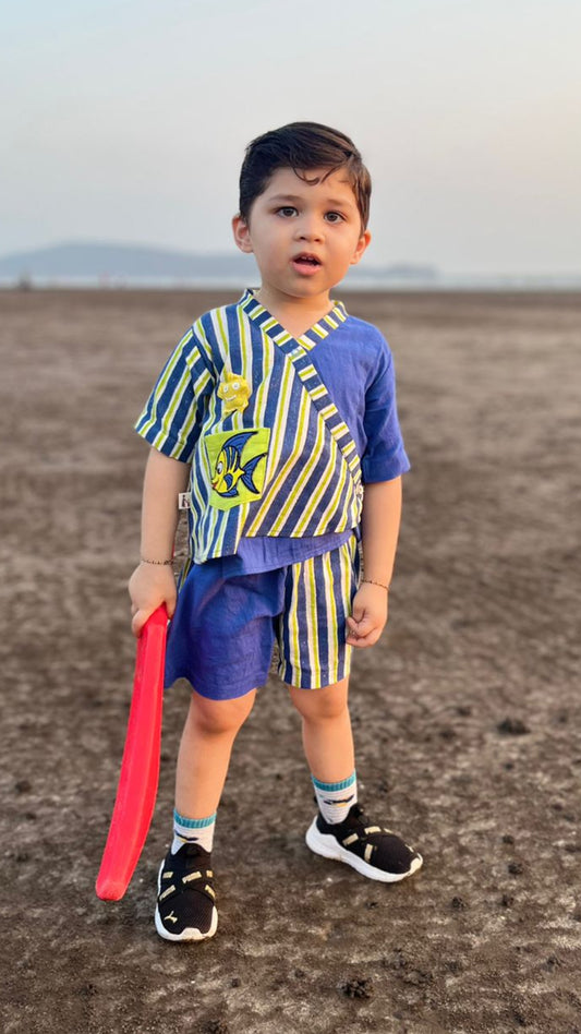 Ocean Stripe Kimono Co-ord Set