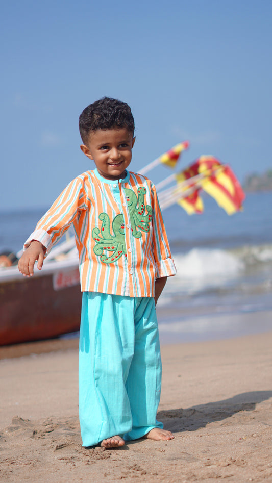 OctoSplash Striped Kurta & Lagoon Pant Set