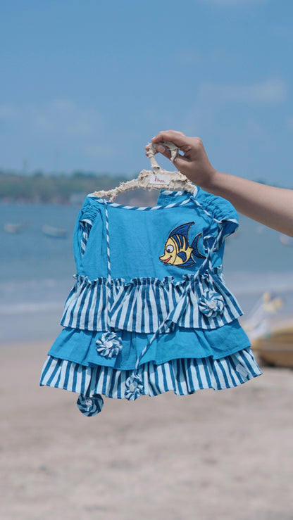 Blue Lagoon Ruffle Fish Top
