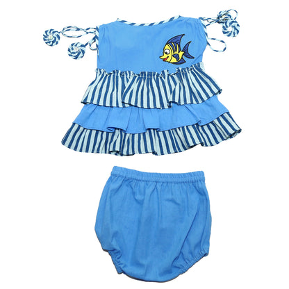 Blue Lagoon Ruffle Fish Top