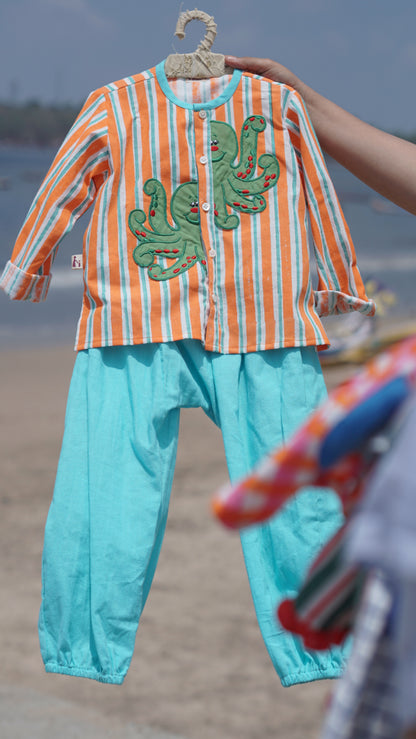 OctoSplash Striped Kurta & Lagoon Pant Set