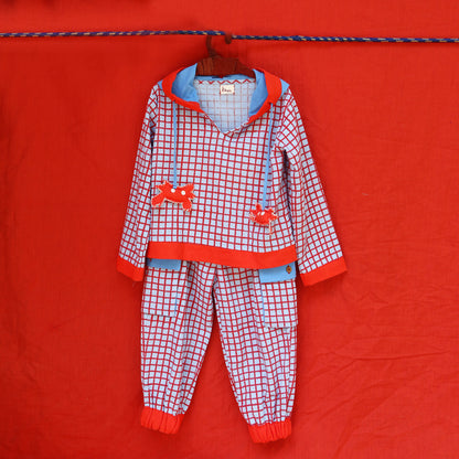 Red Crab Checkered Hoodie Co-ord Set