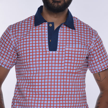 Men's Hand Block Checks Print Shirt