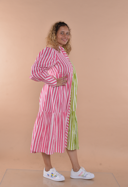 Dual Tone Stripe Dress