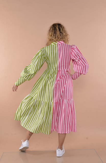 Dual Tone Stripe Dress