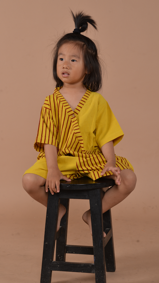 Mustard & Maroon Kimono Set