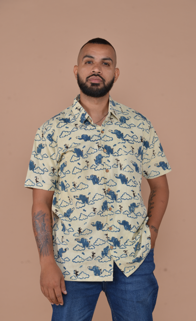 Blue Cloud Button-Down Shirt