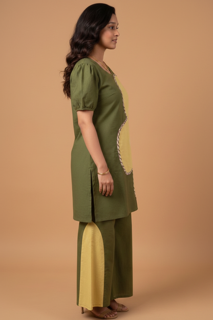 Olive Blossom Comfort Tunic Set