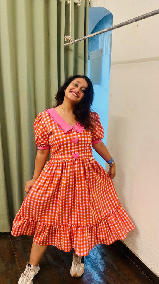 Radiate Sunshine Gingham Heart Dress