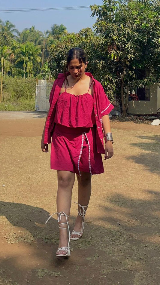 Burgundy Bubble Fun Co-ord Skort Set