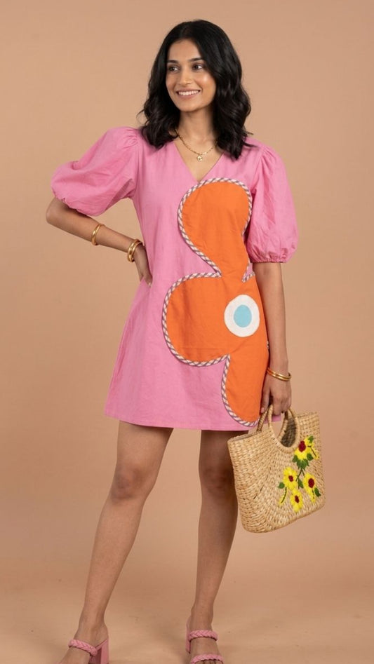Rosy Short Flower Dress