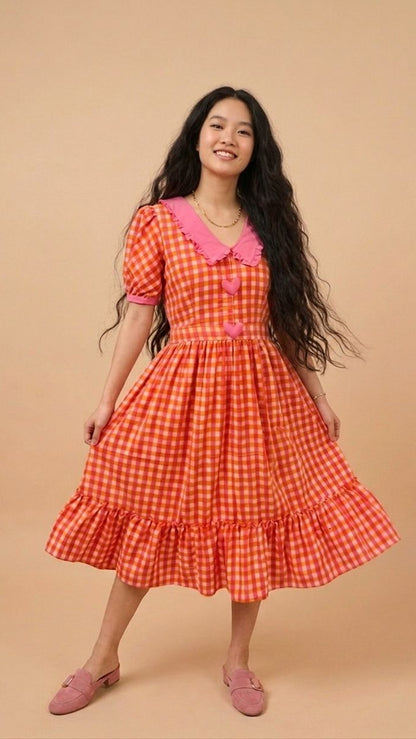 Radiate Sunshine Gingham Heart Dress
