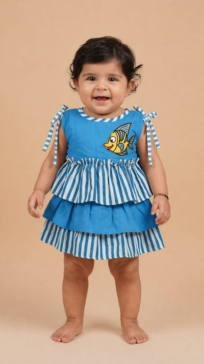 Blue Lagoon Ruffle Fish Top