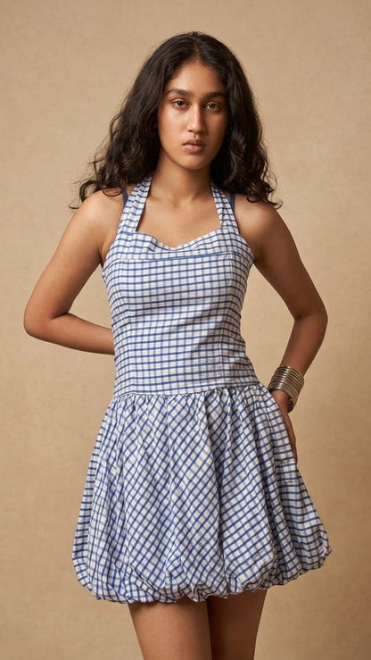 Halter Neck Cupcake Peplum Dress