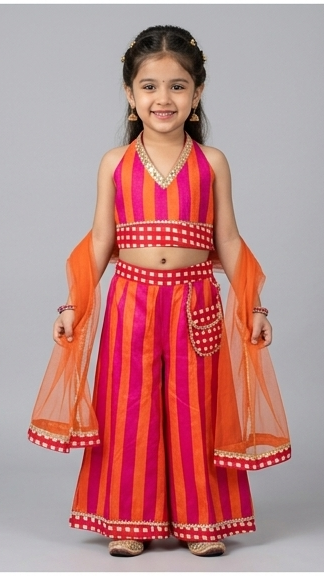 Gulabi Rang Leheriya Set